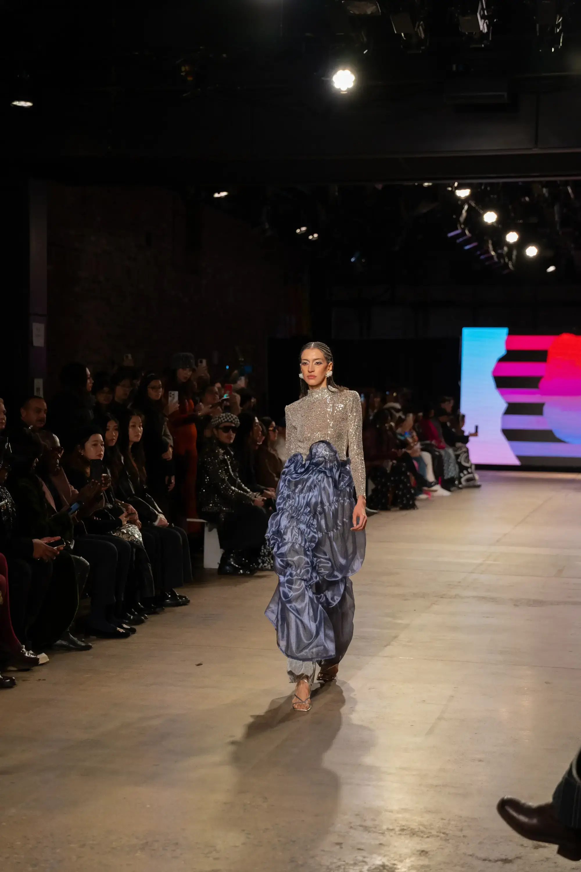 Model on runway at GFC 01 — NYFW 2025